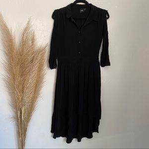 ASOS Cold Shoulder Shirt Button Dress Black Size 6